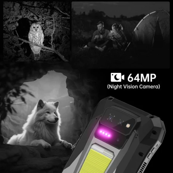 Rugged smartphone with projector, 16GB RAM + 512GB storage, Black — Smartphones, Unihertz