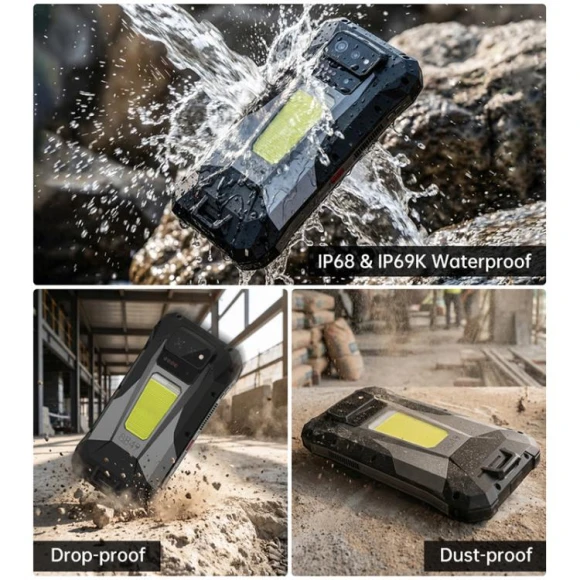 Rugged smartphone with projector, 16GB RAM + 512GB storage, Black — Smartphones, Unihertz