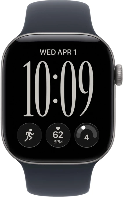 46 mm smartwatch with Space Gray Aluminum case and Navy Blue Sport Band, size M/L — Smart Watch, Apple