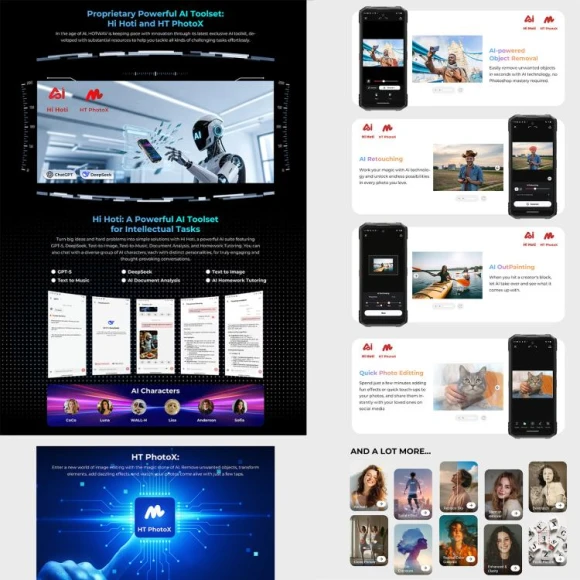 Black Rugged Phone — Smartphones, HOTWAV
