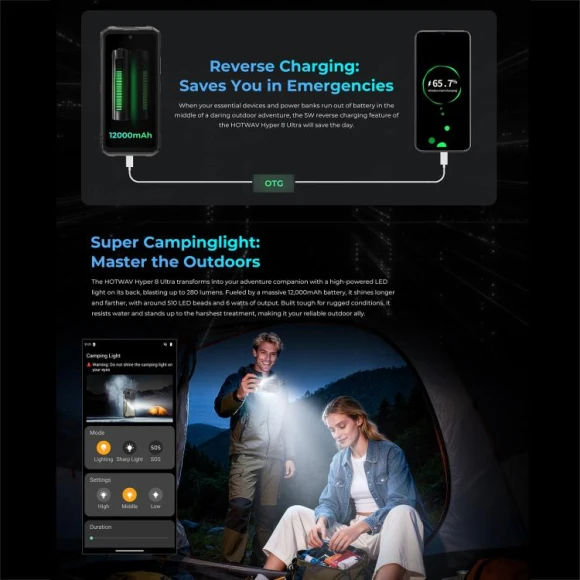 Black Rugged Phone — Smartphones, HOTWAV