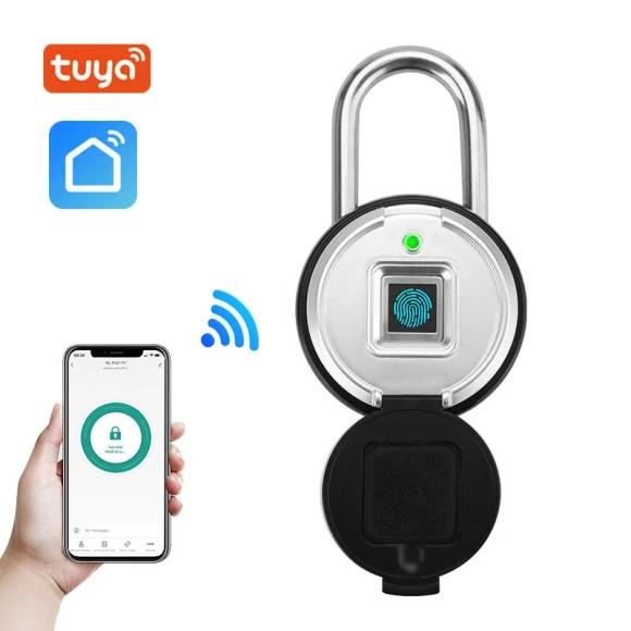 Fingerprint Padlock, Black — Smart Lock, BOZZYS