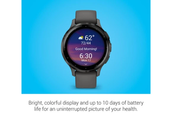 Smartwatch, 41 mm case, Slate Stainless Steel Bezel with Pebble Gray Case and Silicone Band — Smart Watch, Garmin
