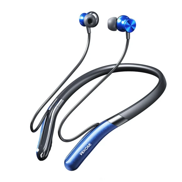 Wireless Neckband Headset, Black Blue — Wireless Earbuds, WEKOME