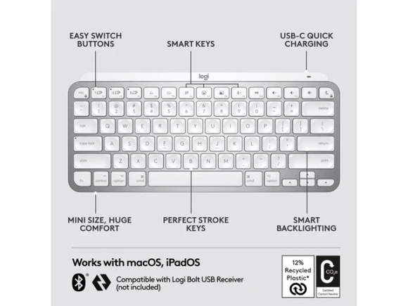 Wireless keyboard, compact design, Pale Gray — Bluetooth Keyboard, Logitech