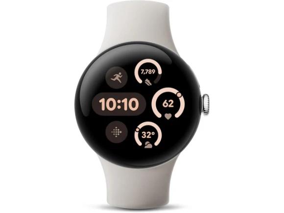 45 mm Smartwatch, Polished Silver Aluminum Case / Porcelain Band — Smart Watch, Google