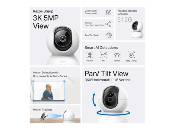 Pan/tilt home security Wi-Fi camera — Security Camera, TP-Link