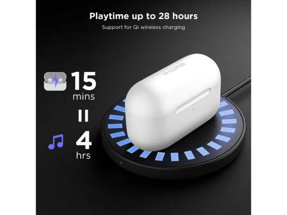 White Adaptive ANC Earbuds — Wireless Earbuds, 1MORE