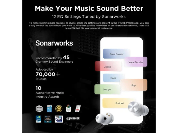 Wireless Earbuds, White — Wireless Earbuds, 1MORE