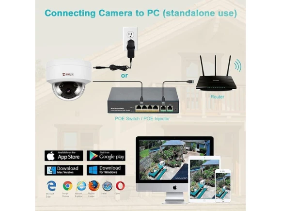 4 MP PoE IP Dome Surveillance Camera, 2.8 mm Lens — Security Camera, Anpviz