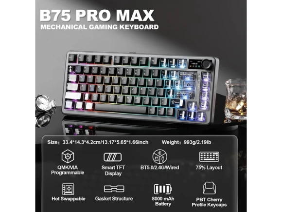 75% Wireless Mechanical Keyboard — Bluetooth Keyboard, YUNZII