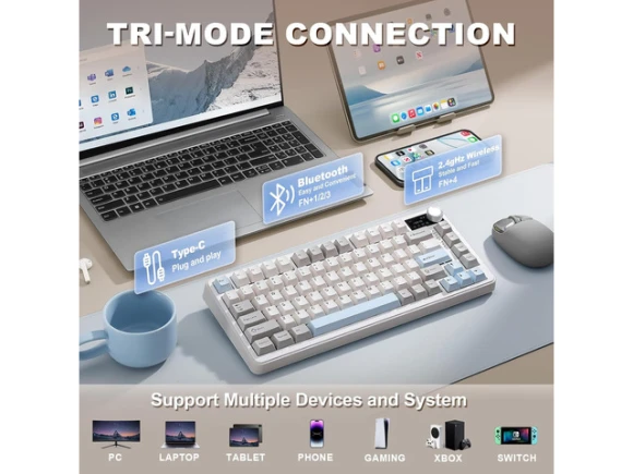 75% Wireless Mechanical Keyboard — Bluetooth Keyboard, YUNZII