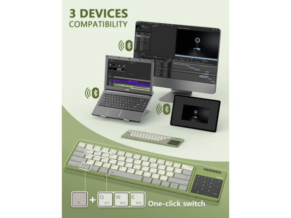 Foldable Wireless Keyboard with Touchpad and Numerical Pad — Bluetooth Keyboard, NILLKIN