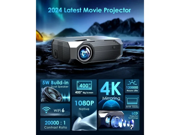 1080P Projector with WiFi and Bluetooth — Smart Projector, Explus-C