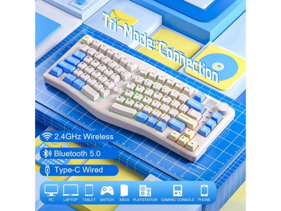 75% RGB Backlit Keyboard — Bluetooth Keyboard, LEOBOG