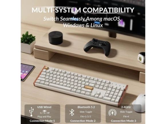 Full-size White Keyboard — Bluetooth Keyboard, Keychron