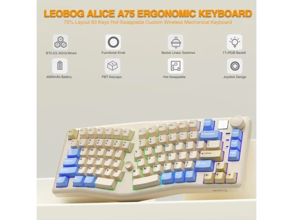 Wireless Mechanical Keyboard — Bluetooth Keyboard, LEOBOG