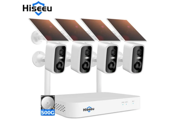 10CH 4MP Solar-Battery Security Camera System — Security Camera, Hiseeu