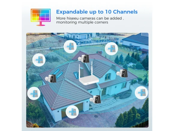 10CH 4MP Solar-Battery Security Camera System — Security Camera, Hiseeu