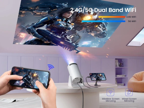 White Mini Projector — Smart Projector, WiMiUS