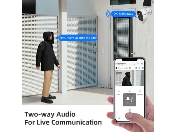 Wireless Outdoor Security Camera, 3 MP, Solar and Battery Powered, 2 Cameras — Security Camera, Hiseeu