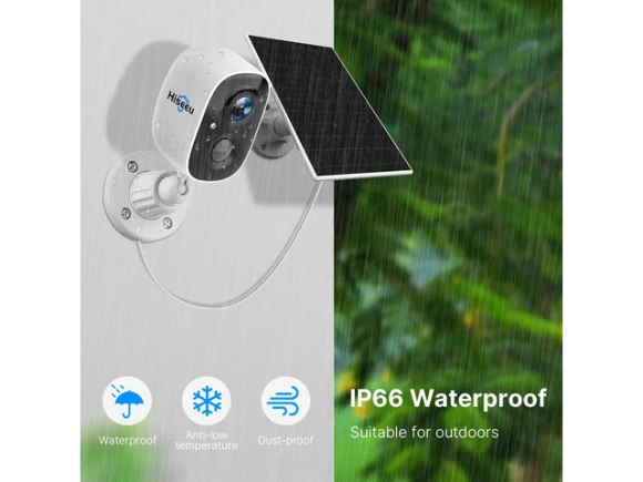Wireless Outdoor Security Camera, 3 MP, Solar and Battery Powered, 2 Cameras — Security Camera, Hiseeu