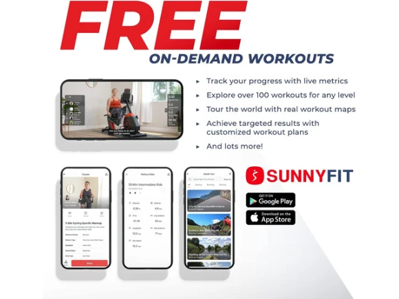 Recumbent Exercise Bike — Connected Equipment, Sunny Health & Fitness