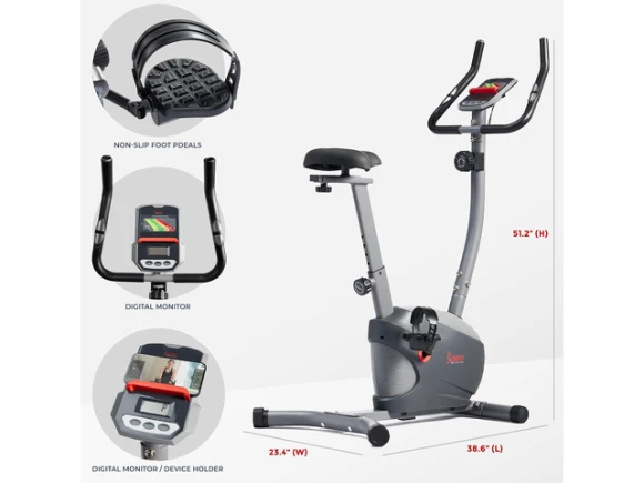 Upright Stationary Exercise Bike — Connected Equipment, Sunny Health & Fitness