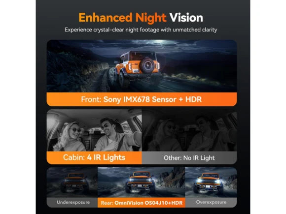 3-Channel Rear-View Mirror Dash Camera, Version 3 — Dash Cam, WOLFBOX