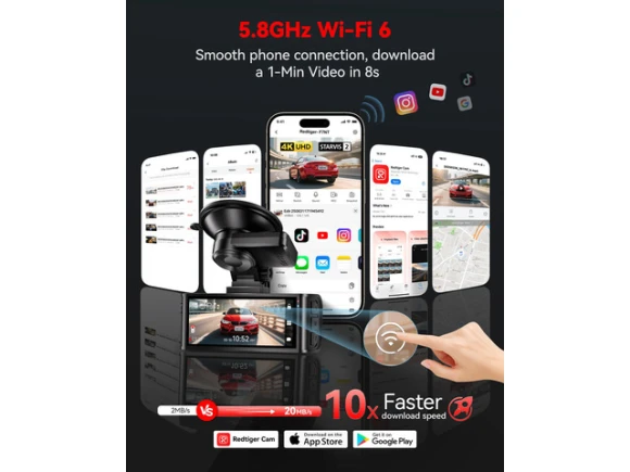4K Dual-Channel Dash Camera with Hardwire Kit and 128GB SD Card — Dash Cam, REDTIGER