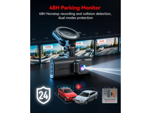 4K Dual-Channel Dash Camera with Hardwire Kit and 128GB SD Card — Dash Cam, REDTIGER