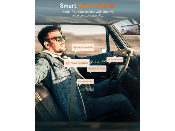 Mirror Dash Cam, Black — Dash Cam, WOLFBOX
