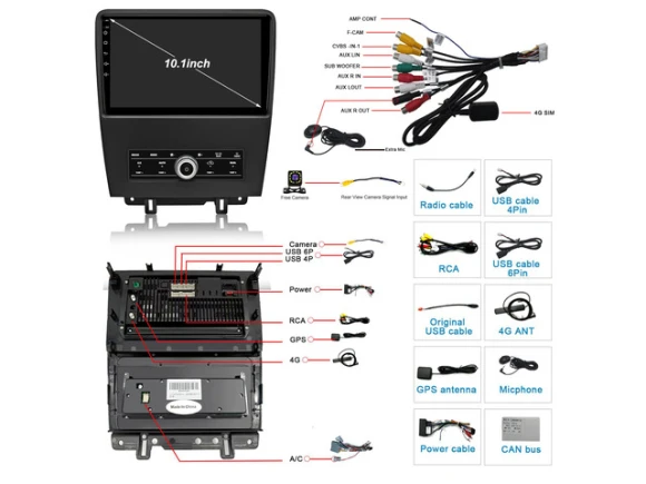 10.1-inch Car Stereo for Ford Mustang 2010–2014, Black — Car Infotainment System, KSPIV