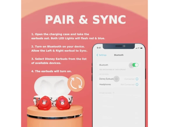 Bluetooth Earbuds with Charging Case — Wireless Earbuds, Disney