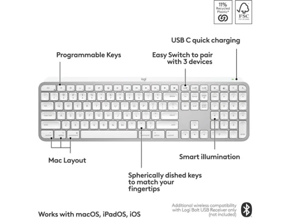 Wireless keyboard, Pale Grey — Bluetooth Keyboard, Logitech