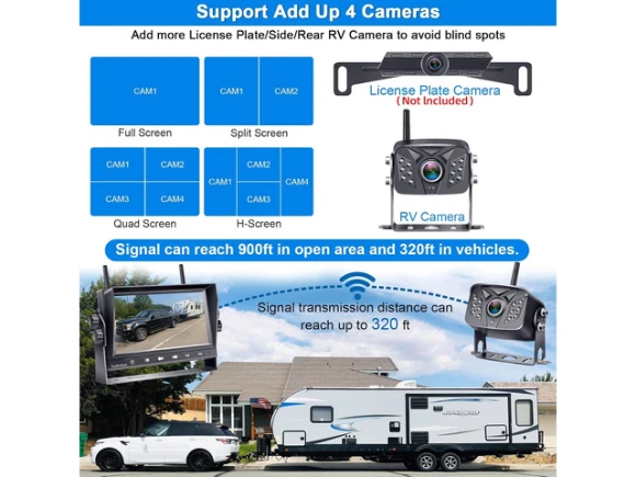 Wireless RV Backup Camera System, 7-Inch Monitor — Backup Camera, TOOYA