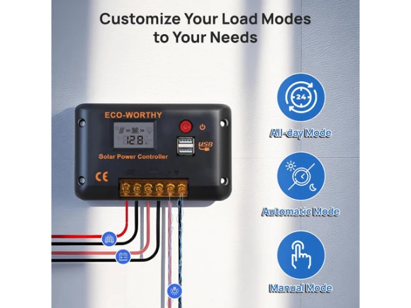 30A PWM Solar Charge Controller, 12/24V — Solar Charge Controller, ECO-WORTHY