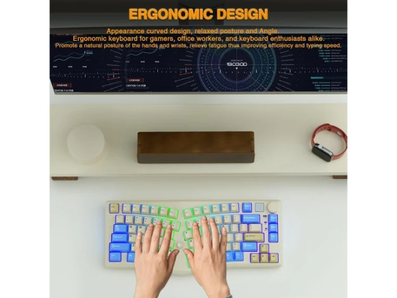 75% Ergonomic Split Wireless Mechanical Keyboard — Bluetooth Keyboard, LEOBOG