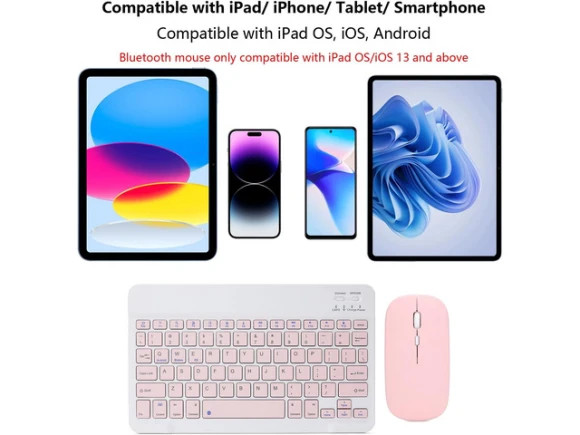 Bluetooth Keyboard and Mouse Combo, Pink — Bluetooth Keyboard, TOOYA