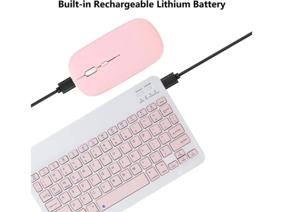 Bluetooth Keyboard and Mouse Combo, Pink — Bluetooth Keyboard, TOOYA