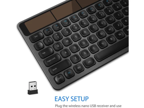 Full Size Wireless Solar Keyboard — Bluetooth Keyboard, Arteck