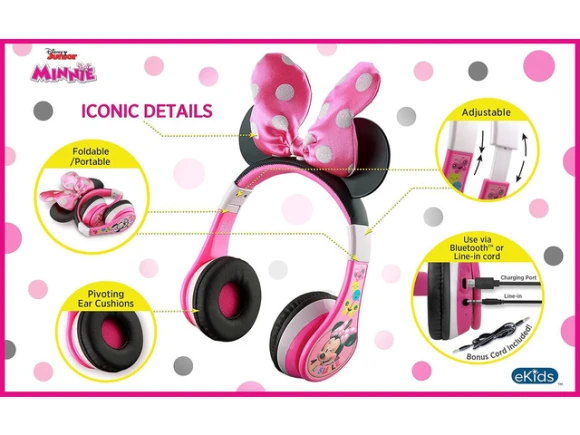 Minnie Mouse Pink Wireless Headphones — Wireless Earbuds, eKids
