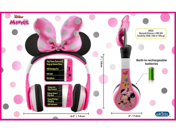 Minnie Mouse Pink Wireless Headphones — Wireless Earbuds, eKids