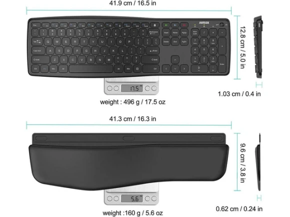 Full-Size Bluetooth Keyboard with Palm Rest — Bluetooth Keyboard, Arteck