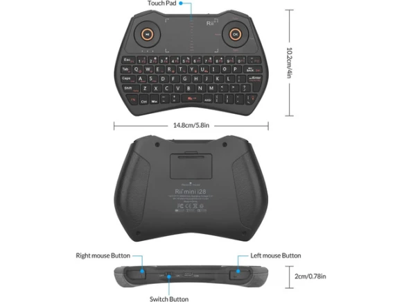 Mini Keyboard Remote Control with Touchpad — Bluetooth Keyboard, Rii