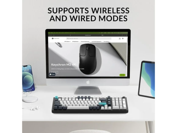 Wireless Custom Mechanical Keyboard, 96% Layout — Bluetooth Keyboard, Keychron