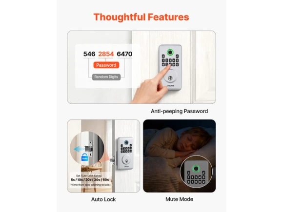 Electronic Biometric Deadbolt Door Lock — Smart Lock, VEVOR