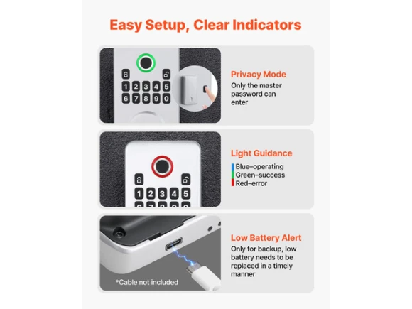 Electronic Biometric Deadbolt Door Lock — Smart Lock, VEVOR