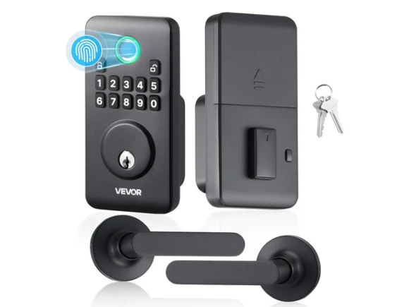 Fingerprint Door Lock Set, Matte Black — Smart Lock, VEVOR
