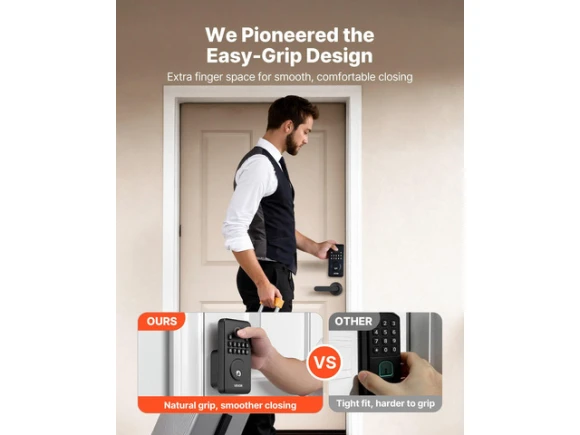 Fingerprint Door Lock Set, Matte Black — Smart Lock, VEVOR